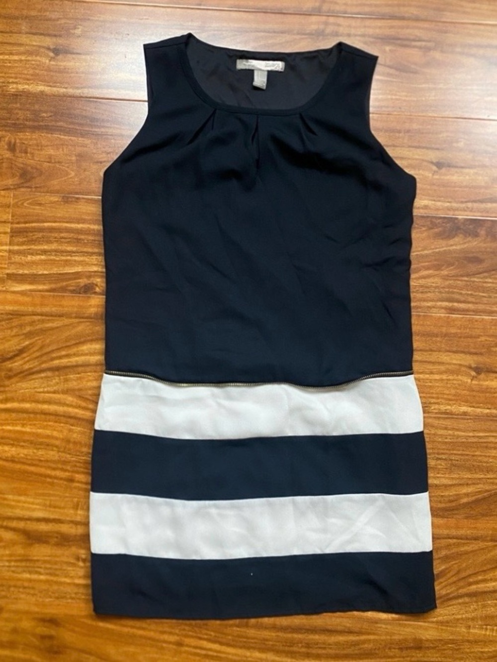 Forever 21 Juniors Black White Stripe Sleeveless Zipper Sheath Mini Dress Size S